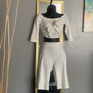 2 piece White Off the Shoulder Set